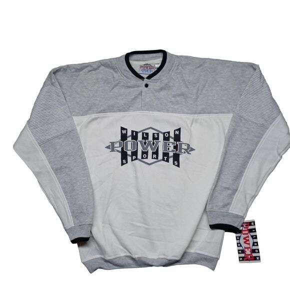 Vtg Wilson Power Sports Sweatshirt Size L Pullover Gray White 90s Skater Indi - Picture 10 of 10